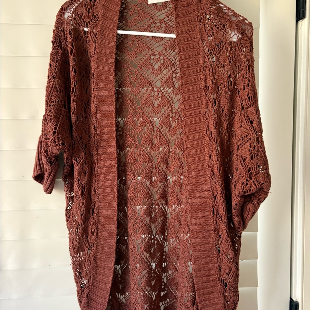Dreamers Terracotta Open Knit Cardigan